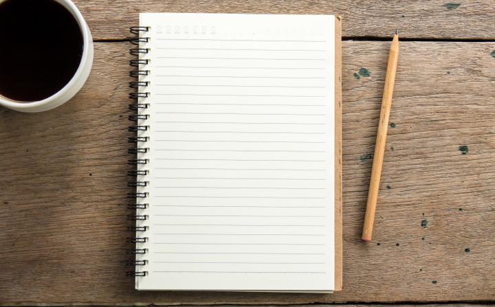 Notepad and coffee